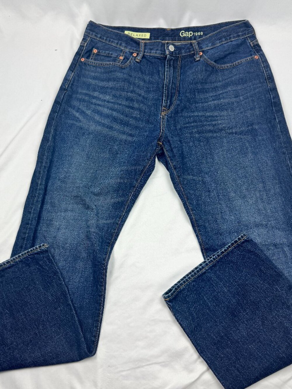 Gap 1969 Jeans Mens 34x34 Blue Straight Relaxed Fit Medium Wash Denim Pants